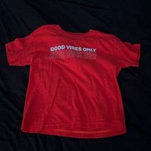 orange good vibes only shirt